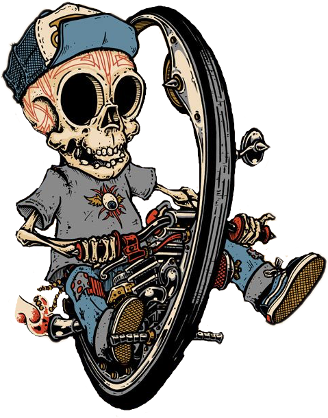 Skull Skeleton Bike Ride Sticker By Bobbie Standre